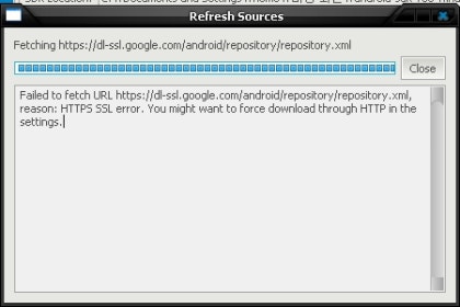 failed to fetch url https dl ssl google com android repository repository xml reason https ssl error you might want to force download through http in the setting 네이버 블로그