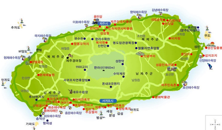 제주도 여행 - 제주도 관광 지도