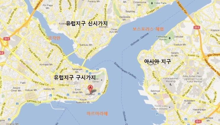 >터키여행< 터키여행 - 이스탄불지도(구시가지,신시가지포함지도)